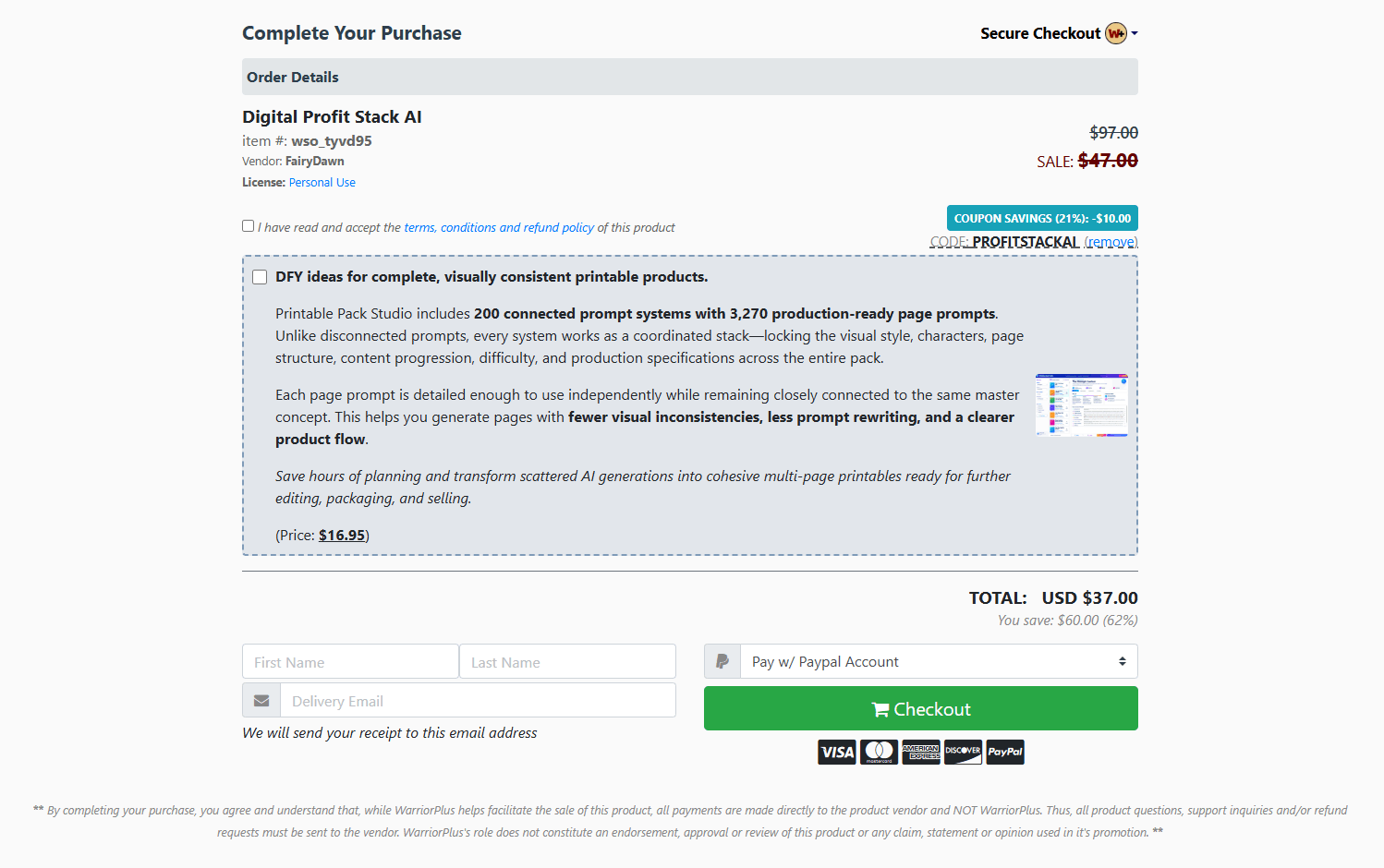 Digital Profit Stack AI - Checkout